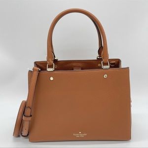 Kate Spade Medium Triple Compartment Satchel Bag Leather Brown